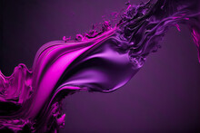 Ai Midjourney Illustration Of A Magenta Colored Wild Liquid Splash Against Violet Background