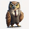 Painting of a serious and businesslike owl in a suit and tie, generative art