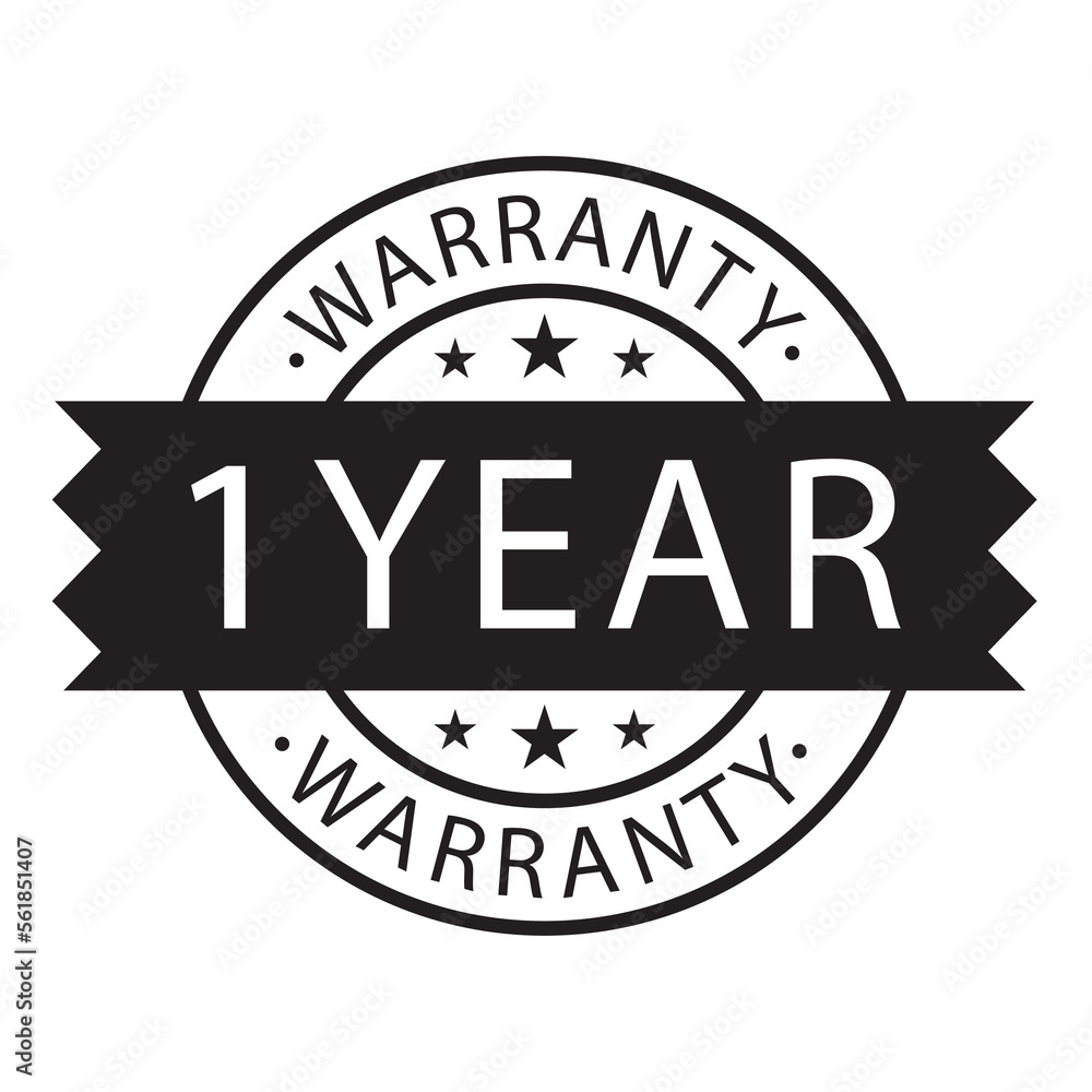 One Year Service Sticker 1 year warranty stamp on white background,flat style,Sign, label ...
