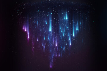 Wall Mural - meteoritic neon rain, colorful neon rain on a black background. ai