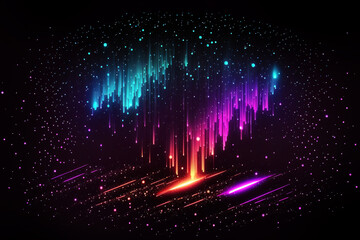 Wall Mural - meteoritic neon rain, colorful neon rain on a black background. ai