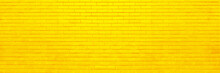 Yellow Brick Wall For Background. Minimal Idea Concept, Wide Panorama Of Masonry. Vector Illustrator