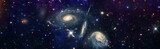 Fototapeta Pokój dzieciecy - Panorama view universe space. Cosmic landscape, beautiful science fiction wallpaper with endless deep space. Elements of this image furnished by NASA