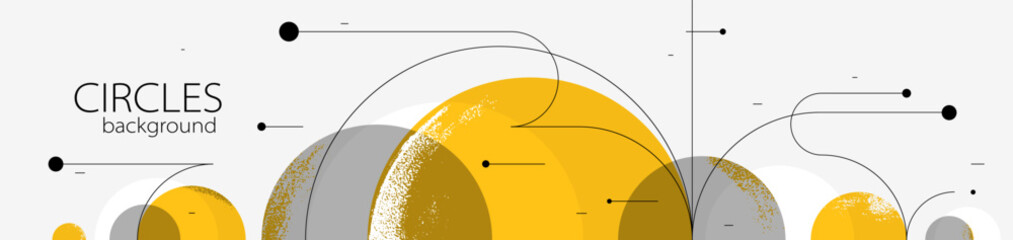 Abstract circles and lines vector background, geometric composition drawing technology plan, loop circular digital scheme.