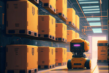 Warehouse Management System Automated, Smart System For Managing Inventory And Other Operations Within A Warehouse Advanced System For Tracking And Organizing Items Within The Warehouse, Generative Ai