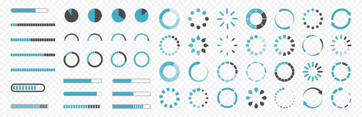 Aufkleber - Loading icons collection. Set of progress loader in a flat design