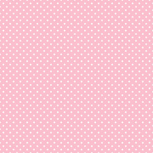 Pink And White Polka Dot Pattern, Seamless Texture Background. Minimal Fashionable Design. Polka Dots Trendy Background, Tile. For Fabric Pattern, Card, Decor, Wrapping Paper