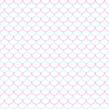 Fish Scales Color And White Seamless Pattern, Turquoise Abstract Background	