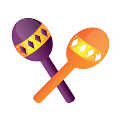 Bright maracas on white background