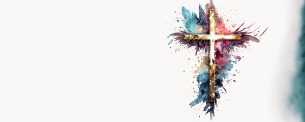 Wall Mural - Confirmation Celebration Cross - Watercolour (Generative Art)