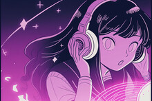 Cute Anime Girl Listening To Music