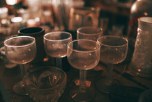 Antique Glasses In A Dusty Attic