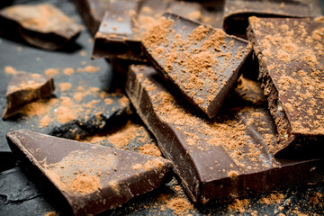 Sticker - Chocolate slices sprinkled with cocoa powder.