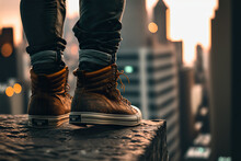 Shoes On The Ledge Created With Generative AI Technology