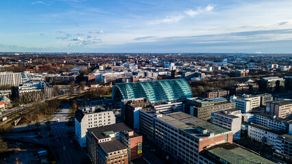 Hamburger City aerial drone view 