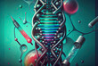 Gene terapies concept, illustration with dna spiral close up