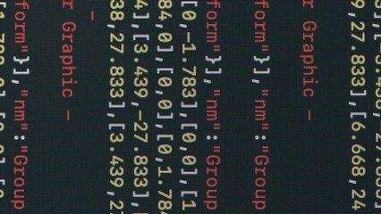Coding UX UI script text on screen, HTML5 in editor for website development, Close up Macro of Programming code software developer. 