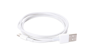 USB cable with lightning connector isolated on white