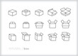 © Picture Window - Set of box line icons showing a cardboard shipping or packing box closed and open