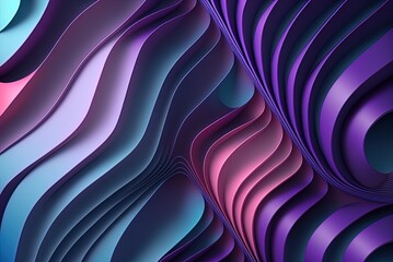 Wall Mural - Undulating Purple and Blue Geometry. Organic form wallpaper is now in style. Generative AI
