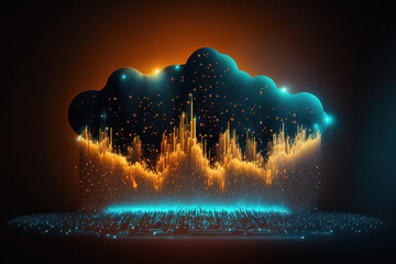 Wall Mural - Digital technologies, cloud computing, digital future, information transfer. Abstract technology big data background concept. Motion of digital data flow. AI