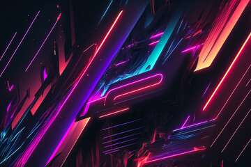 Wall Mural - Abstract background with interlaced digital glitch and distortion effect. Futuristic cyberpunk design. Retro futurism, webpunk, rave 80s 90s cyberpunk aesthetic techno neon colors. Generative AI