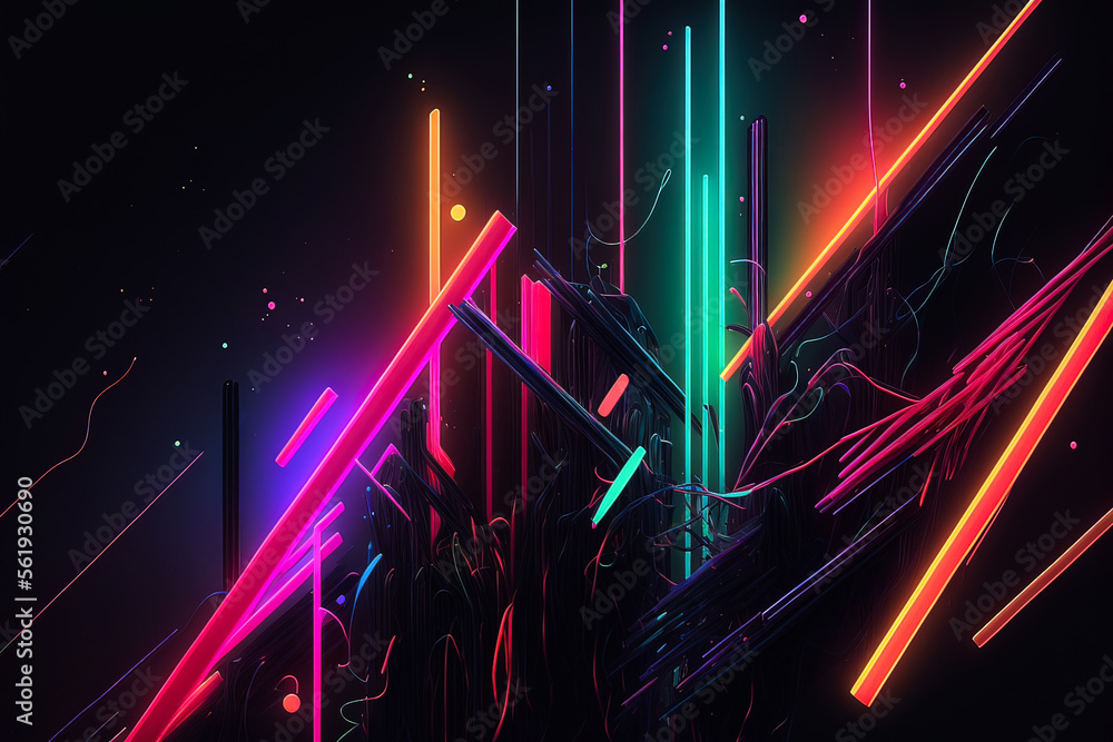 Abstract background with interlaced digital glitch and distortion effect. Futuristic cyberpunk design. Retro futurism, webpunk, rave 80s 90s cyberpunk aesthetic techno neon colors. Generative AI