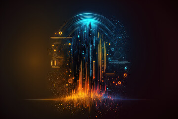 Wall Mural - Abstract picture of the crypto world foundation. Colorful background with digital glitch and distortion effect. Futuristic cyberpunk design. Retrofit, web punk, rave techno neon colors. Generative AI