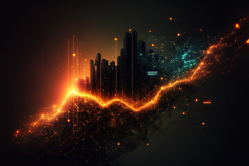 Wall Mural - Abstract picture of the crypto world foundation. Colorful background with digital glitch and distortion effect. Futuristic cyberpunk design. Retrofit, web punk, rave techno neon colors. Generative AI