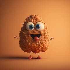 Sticker - Cute Cartoon Chicken Nugget Character (Generative AI)