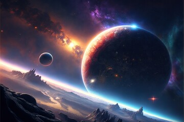 Wall Mural - nebula and galaxies in the deep space. abstract cosmos univese background