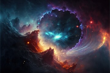 Wall Mural - nebula and galaxies in the deep space. abstract cosmos univese background
