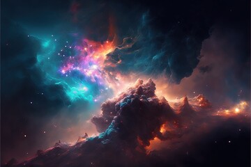 Wall Mural - nebula and galaxies in the deep space. abstract cosmos univese background