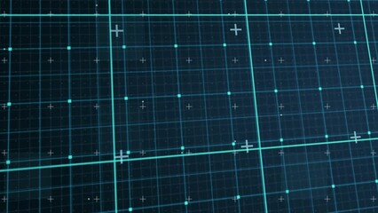 Wall Mural - animation of plus signs over grid pattern moving on black background