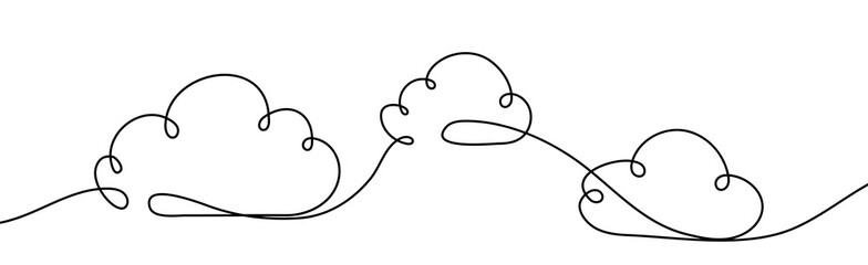 continuous one line drawing. cloud on white background. vector illustration