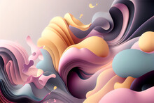 Wonderful Abstract Futuristic And Design Wallpaper With Spheres, Waves Ans Twirls Fresh Colors Painting 3d Style