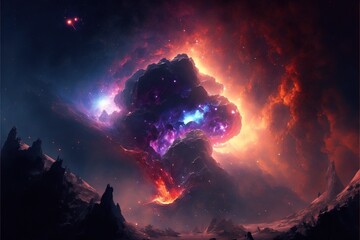 Wall Mural - nebula and galaxies in the deep space. abstract cosmos univese background
