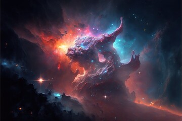 Wall Mural - nebula and galaxies in the deep space. abstract cosmos univese background