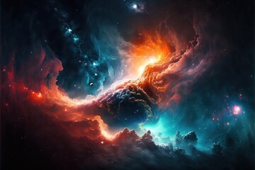 nebula and galaxies in the deep space. abstract cosmos univese background