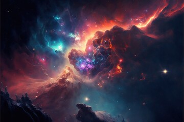Wall Mural - nebula and galaxies in the deep space. abstract cosmos univese background