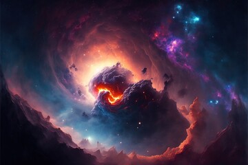 Wall Mural - nebula and galaxies in the deep space. abstract cosmos univese background