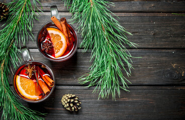 Poster - Mulled wine with spices.