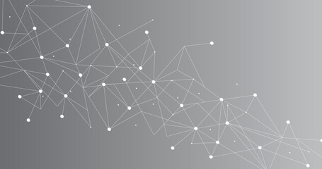 Wall Mural - white network. abstract connection on gray background. network technology background with dots and l