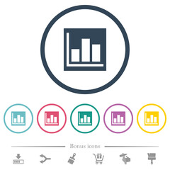 Canvas Print - Bar graph statistics solid flat color icons in round outlines