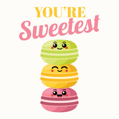 Wall Mural - Cute macaroons vector print for t-shirt or other uses,T-shirt graphics / textile graphic. Design element for poster, banner, greeting card