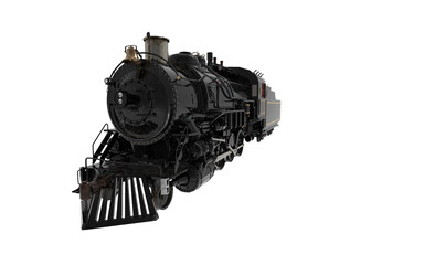 classic black cinematographic locomotive train on white background 