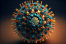 3d Render Of A COVID-19 Virus, Generative Ai
