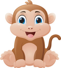 Wall Mural - Cute baby monkey cartoon sitting