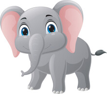 Cute Baby Elephant Cartoon Posing