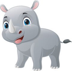 Wall Mural - Cute baby rhino cartoon posing